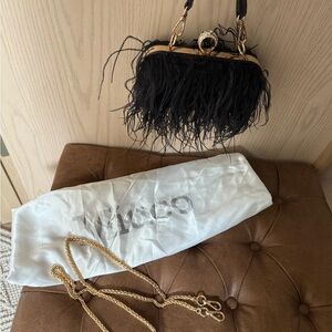 Elegant Black Feathered Clutch